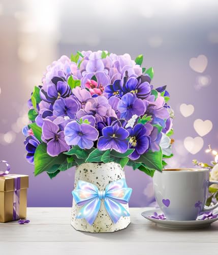 Handmade 3D Violet Pop-Up Floral Bouquet Card for All Occasions - Image 5