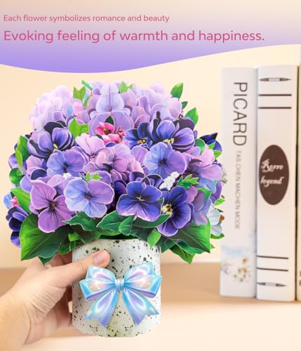 Handmade 3D Violet Pop-Up Floral Bouquet Card for All Occasions - Image 6
