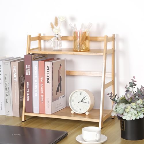 50% Off 2-Tier Desktop Bookshelf - Bamboo Desk Organizer - Image 1