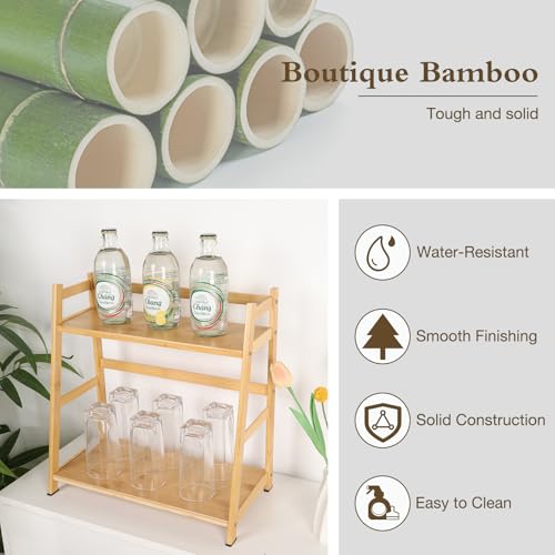 50% Off 2-Tier Desktop Bookshelf - Bamboo Desk Organizer - Image 3