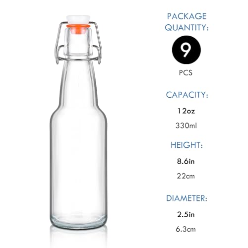 9-Pack 12oz Swing Top Glass Bottles for Home Brewing - Image 3