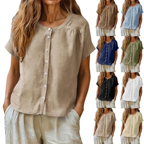 BAOQIN Women's Linen Button Down Shirt - Summer Essential - Image 1
