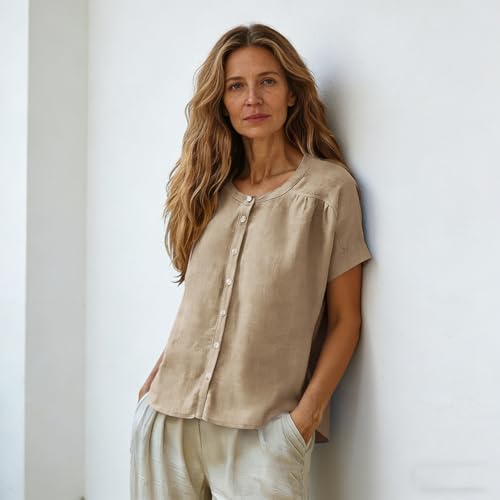 BAOQIN Women's Linen Button Down Shirt - Summer Essential - Image 2