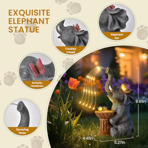 Solar Elephant Garden Statue Light - Outdoor Decor Gift - Image 2