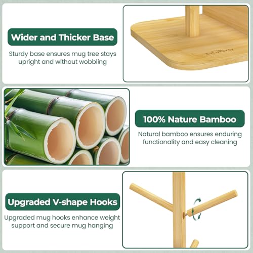 55% Off Bamboo Mug Tree Stand with 6 Hooks for Coffee Station - Image 4