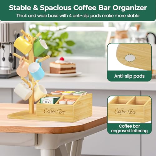 55% Off Bamboo Mug Tree Stand with 6 Hooks for Coffee Station - Image 5