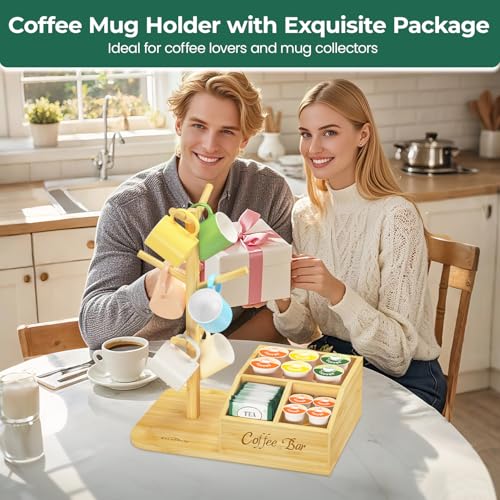 55% Off Bamboo Mug Tree Stand with 6 Hooks for Coffee Station - Image 6