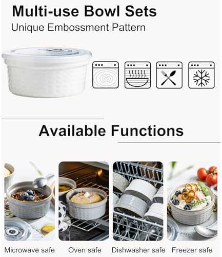 Ceramic Baking Dishes Set of 4 with Lids - 12oz Ramekins - Image 6