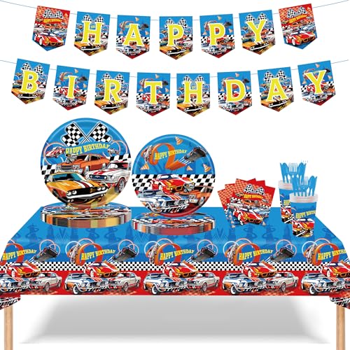 50% Off 170pc Race Car Birthday Party Supplies Set for 24 Guests