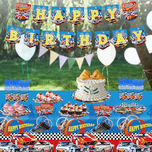50% Off 170pc Race Car Birthday Party Supplies Set for 24 Guests - Image 2