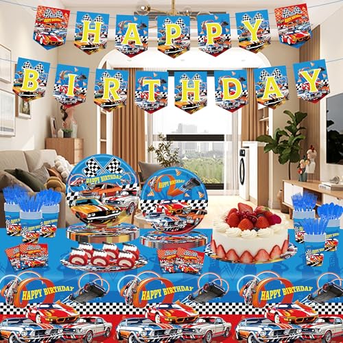 50% Off 170pc Race Car Birthday Party Supplies Set for 24 Guests - Image 4