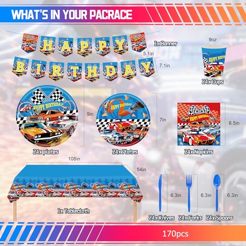 50% Off 170pc Race Car Birthday Party Supplies Set for 24 Guests - Image 5