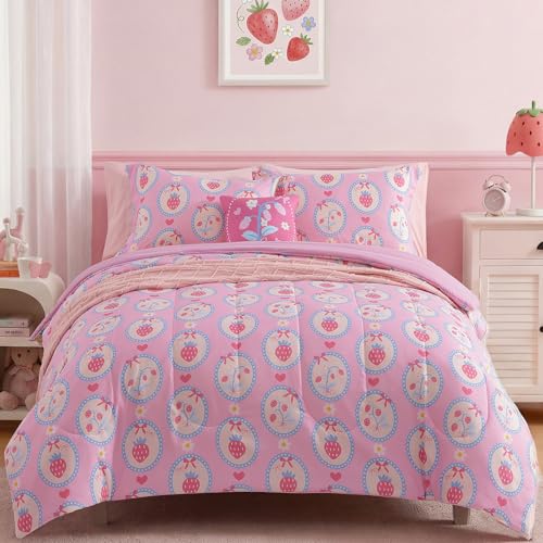 Save on Wink Deer Pink Strawberry Twin Comforter Set for Girls - Image 1