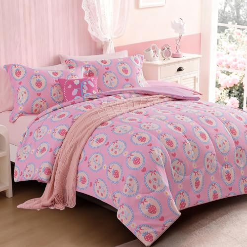 Save on Wink Deer Pink Strawberry Twin Comforter Set for Girls - Image 2