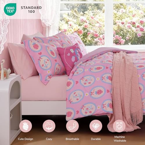 Save on Wink Deer Pink Strawberry Twin Comforter Set for Girls - Image 3