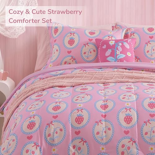 Save on Wink Deer Pink Strawberry Twin Comforter Set for Girls - Image 4