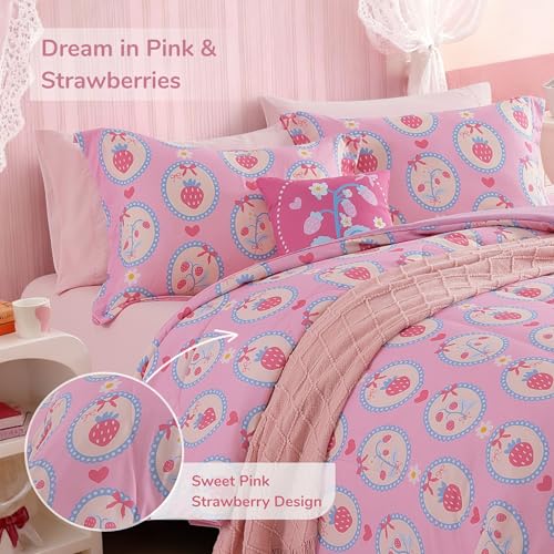 Save on Wink Deer Pink Strawberry Twin Comforter Set for Girls - Image 5