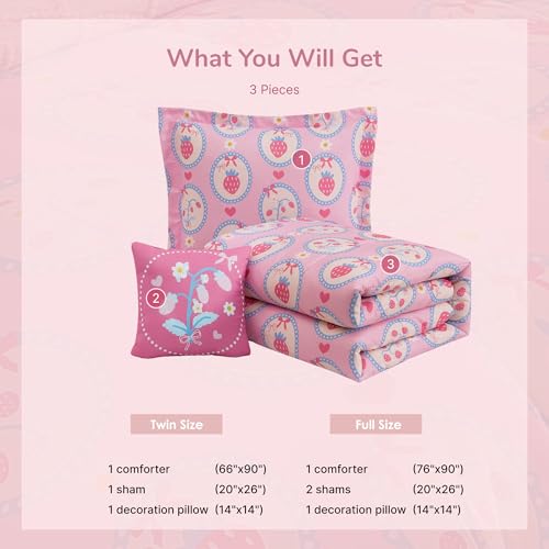Save on Wink Deer Pink Strawberry Twin Comforter Set for Girls - Image 7