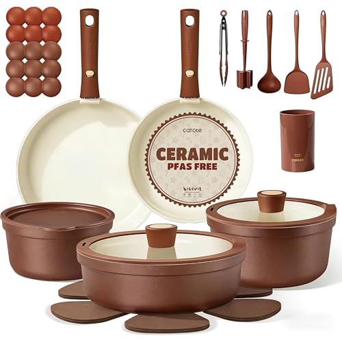 Save 56% on CAROTE Ceramic Cookware Set with Removable Handles