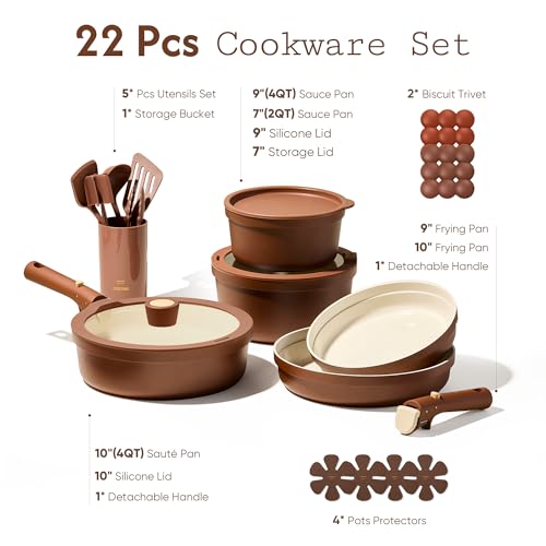 Save 56% on CAROTE Ceramic Cookware Set with Removable Handles - Image 7