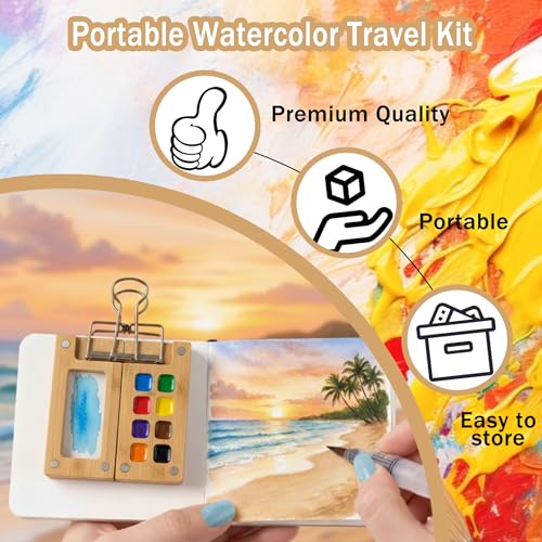 40% Off Mini Watercolor Travel Set with 12 Colors - Image 4