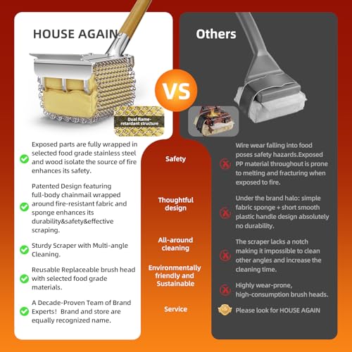 50% Off HOUSE AGAIN Bristle-Free Grill Brush with Scraper - Image 4