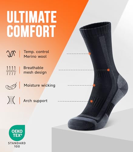 42% Off PULIOU Merino Wool Hiking Socks - 3 Pairs - Image 2