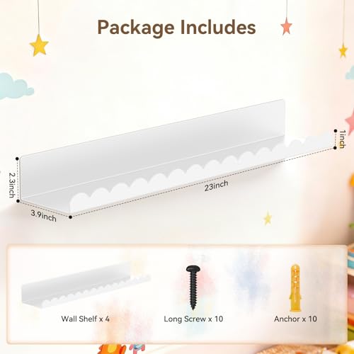 Save 50% on 4-Pack White Metal Floating Wall Shelves - Image 2