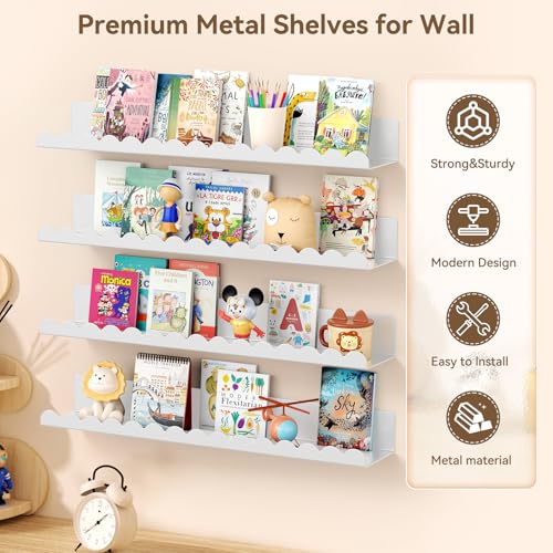 Save 50% on 4-Pack White Metal Floating Wall Shelves - Image 3
