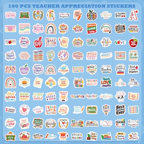 100 PCS Teacher Stickers - Save 50% with Code HBN2EMUK - Image 2