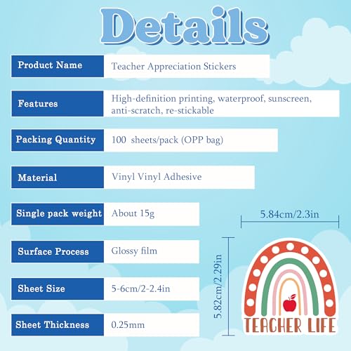 100 PCS Teacher Stickers - Save 50% with Code HBN2EMUK - Image 6