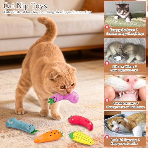 27% Off ETEKYER Catnip Toys - 5 Pack Vegetable Shapes - Image 3