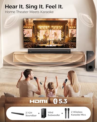 50% Off SunTrok Karaoke Soundbar with Wireless Mics - Image 2