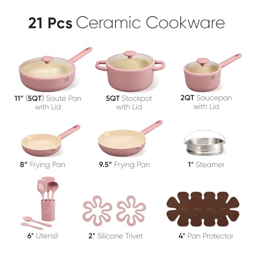 Save 38% on CAROTE 21-Piece Nonstick Ceramic Cookware Set - Image 2