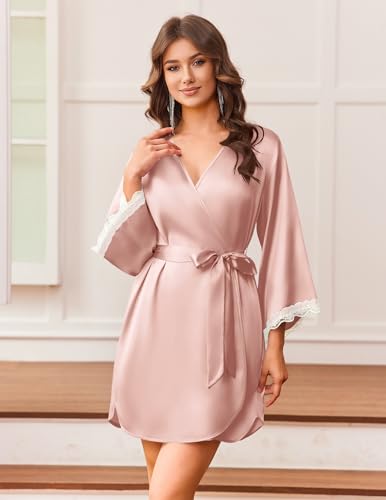 Save 44% on Ekouaer Women's Short Satin Robe with Code THAXI3S7 - Image 2