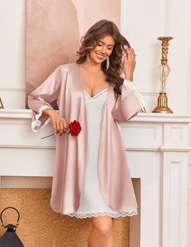 Save 44% on Ekouaer Women's Short Satin Robe with Code THAXI3S7 - Image 3