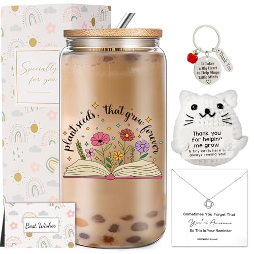 Teacher Appreciation Gift Set with Glass Cup & Cat Doll - $9.99