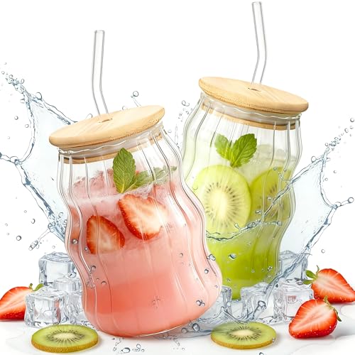 33% Off 2-Pack Aesthetic Glass Tumblers with Straws - Image 1