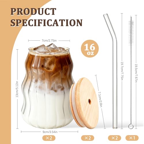 33% Off 2-Pack Aesthetic Glass Tumblers with Straws - Image 2