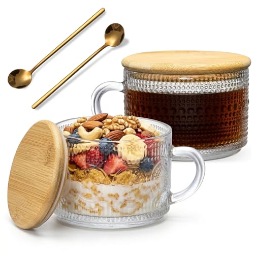 57% Off DOPUDO Vintage Glass Coffee Mugs with Lids & Spoons - Image 1