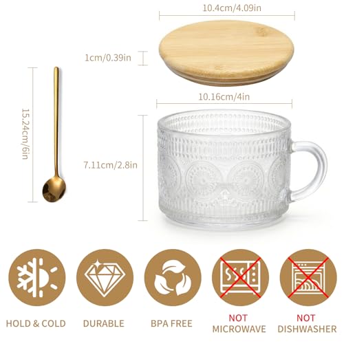 57% Off DOPUDO Vintage Glass Coffee Mugs with Lids & Spoons - Image 2