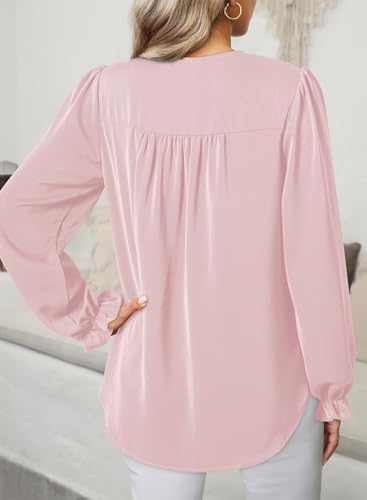 50% Off Dokotoo Women's Pleated V-Neck Blouse with Puff Sleeves - Image 2