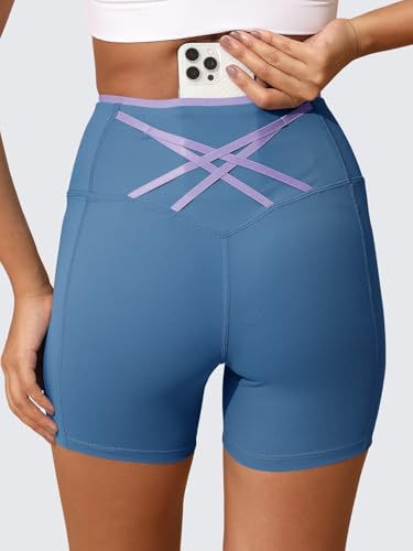 50% Off Aoysky Women's Color Block Workout Biker Shorts - Image 2