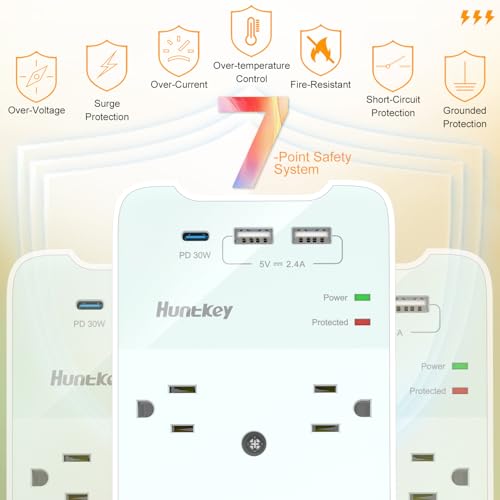 50% Off Huntkey Outlet Extender Surge Protector with USB Charging - Image 5