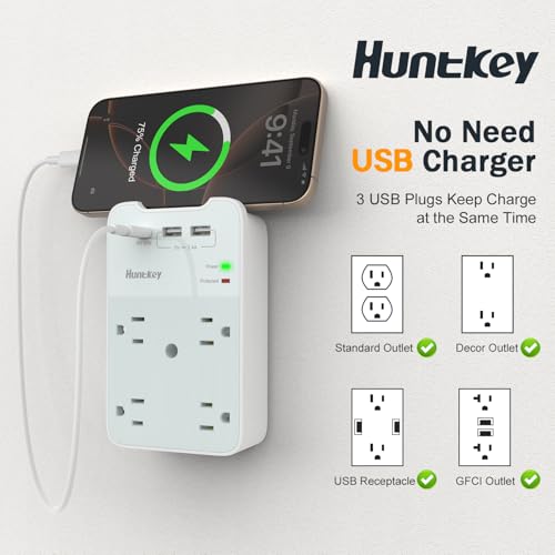 50% Off Huntkey Outlet Extender Surge Protector with USB Charging - Image 6