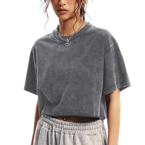 50% Off Vintage Cropped Cotton Tees for Women - Summer Style - Image 1