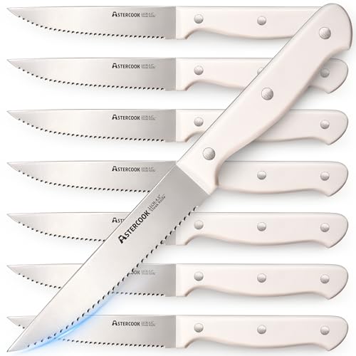 Save 33% on Astercook 8-Piece White Steak Knife Set