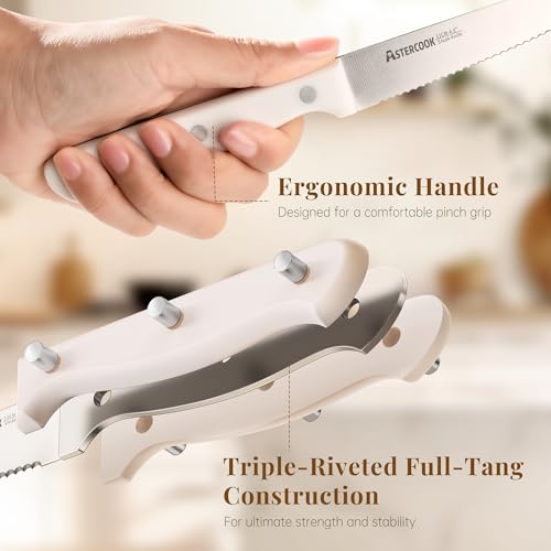 Save 33% on Astercook 8-Piece White Steak Knife Set - Image 3