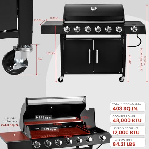 30% Off RYHOFOUD 6-Burner Propane Gas Grill with 60,000 BTU - Image 4