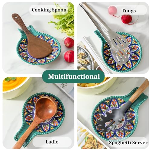 50% Off Large Ceramic Spoon Rest - Bohemian Green Design - Image 5